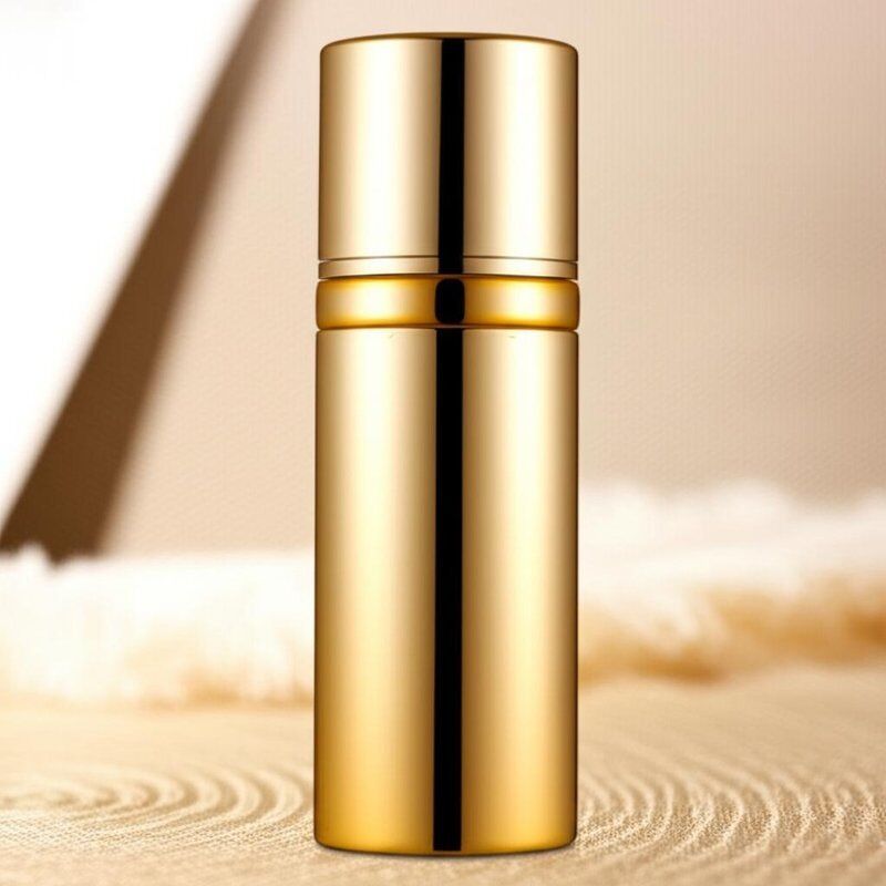 Gold Plastic Material Cosmetic Airless Bottle with Customizable Volume for Skincare and Beauty Products